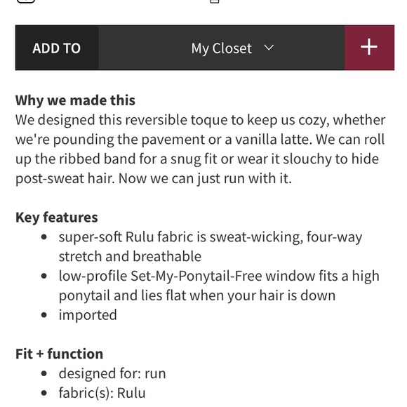 Lululemon run with me toque beanie black EUC - Picture 3 of 7